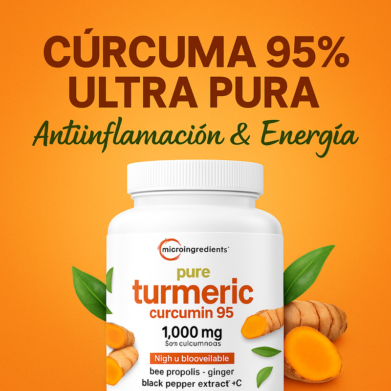 🌿 Curcumina 95% Ultra Pura – Antiinflamación 🔥 & Energía 🌱