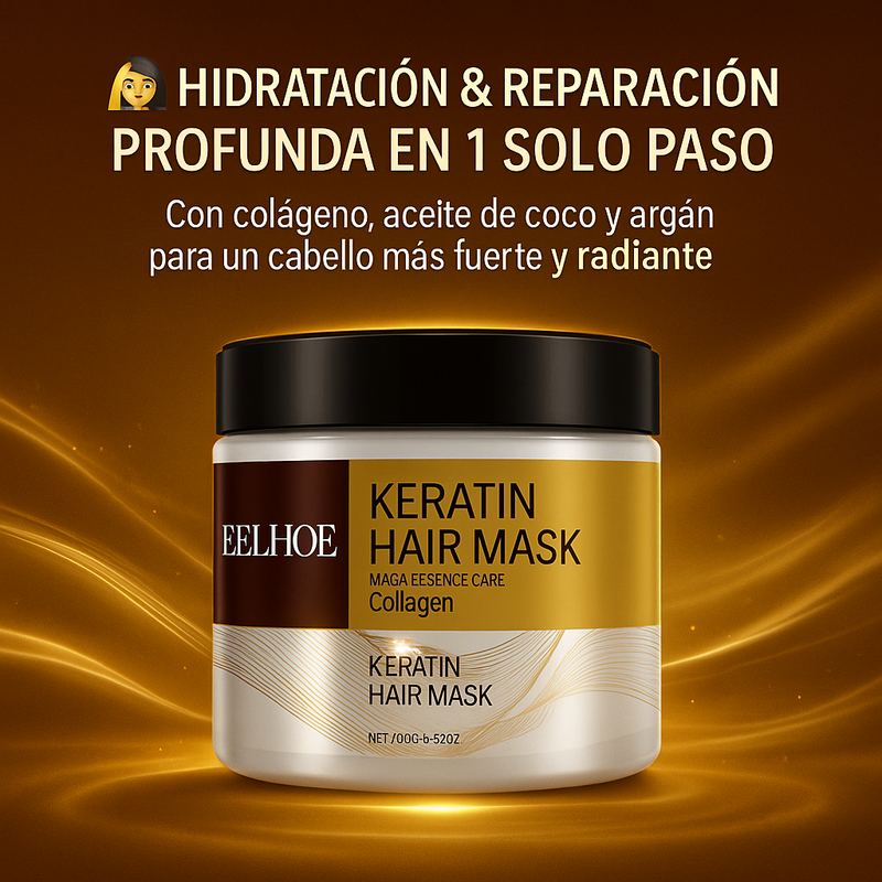 ✨ Mascarilla Capilar Keratina & Colágeno 💆‍♀️ Hidratación y Brillo al Instante ✨